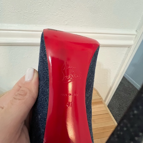 Christian Louboutin So Kate 120 Blue Denim Saba Gold Stiletto Heel Pump 41 - Picture 11 of 11
